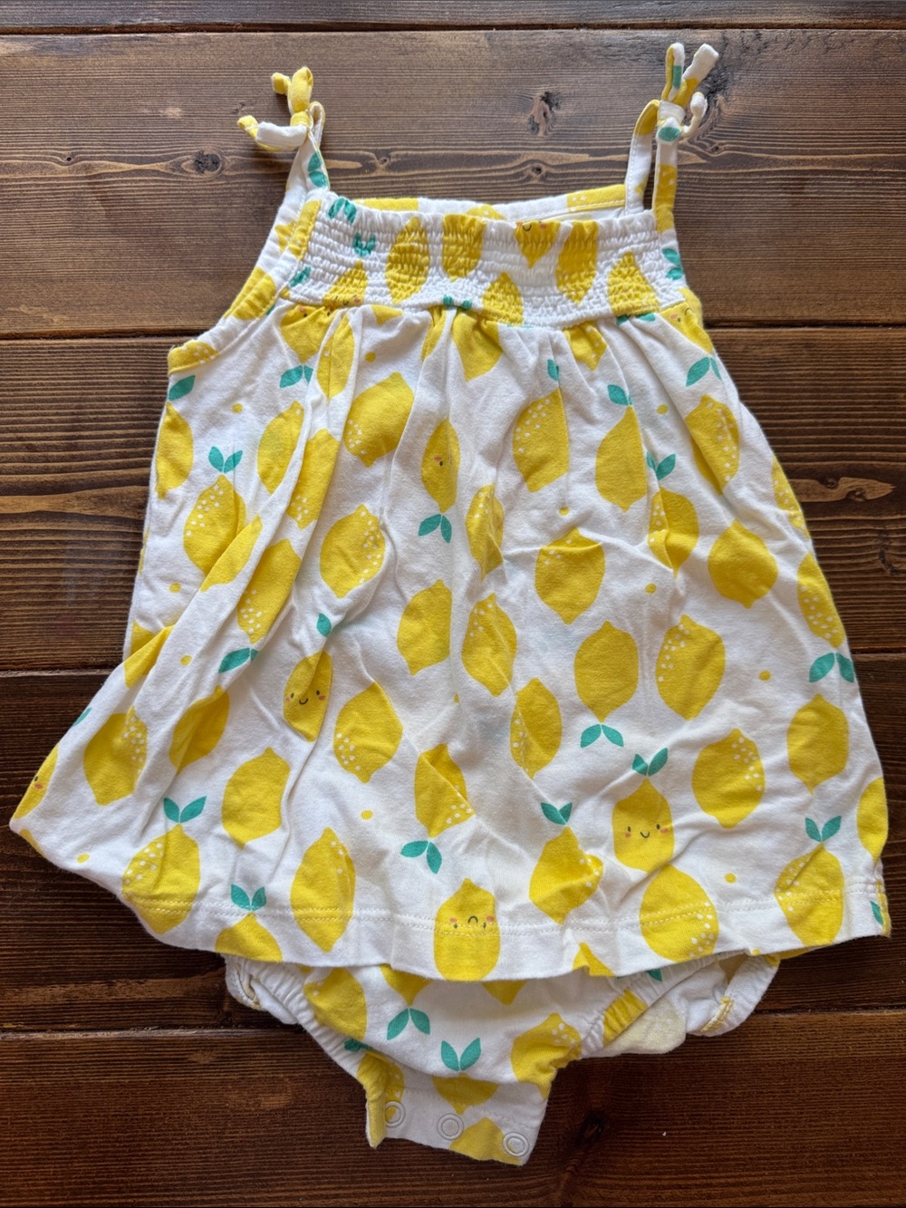 Carter's Yellow Lemon Print One-Piece Dress with Bloomers